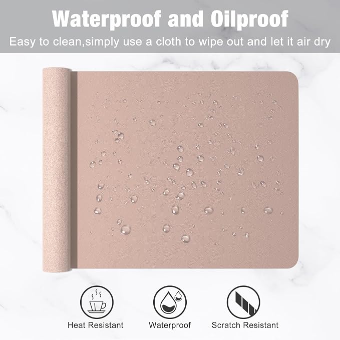 Hsurbtra Desk Pad, 23.6" x 13.8" PU Leather Desk Mat, M Extended Mouse Pad - Image 5