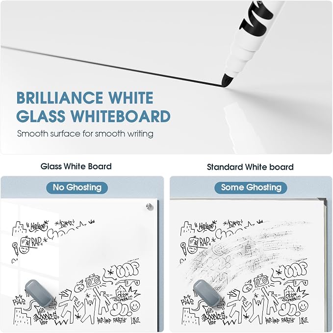 MaxGear Tempered Glass Whiteboard Dry Erase Board 48x30 Inch Ultra White | - Image 5
