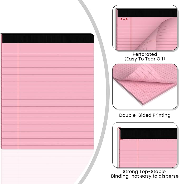 6pcs Legal Pads 8.5 x 11, Notepads 8.5 x 11 Inch, 30 Sheets/Pack, Perforate - Image 3
