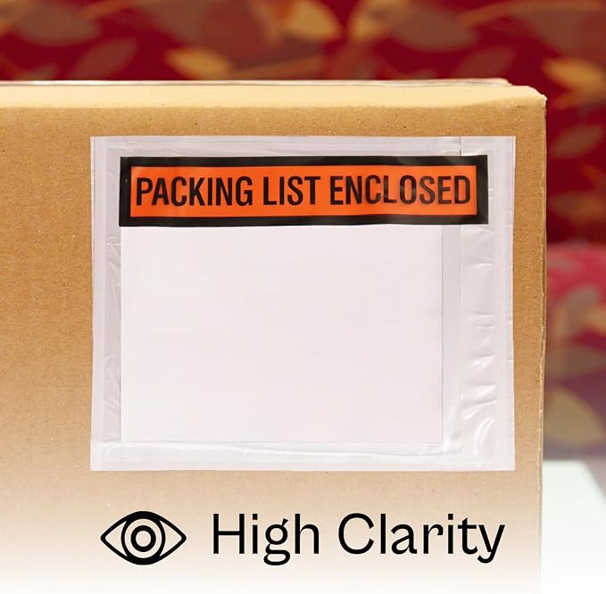PSBM 1000 PCS 4.5 x 5.5 Inch Orange Panel Face Packing List Enclosed Envelopes - Image 4
