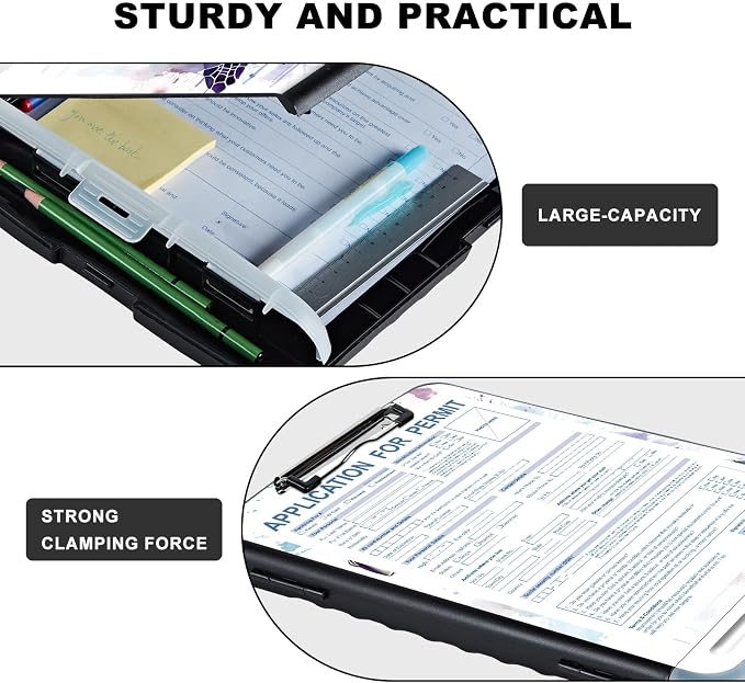 Clipboard with Storage, Heavy Duty Plastic Storage Clipboard with Low Profile - Image 3