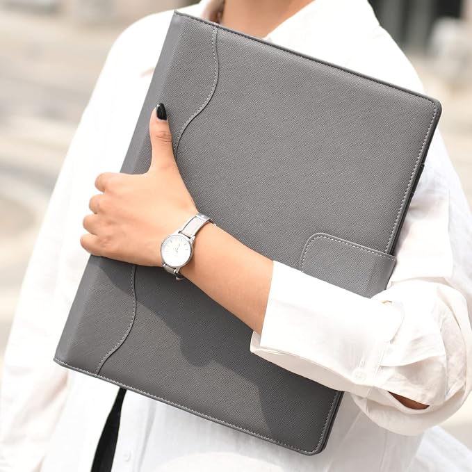 Wonderpool A4 PU Leather 3 & 4 Ring Holder Writing Portfolio Multi Document Case - Image 2