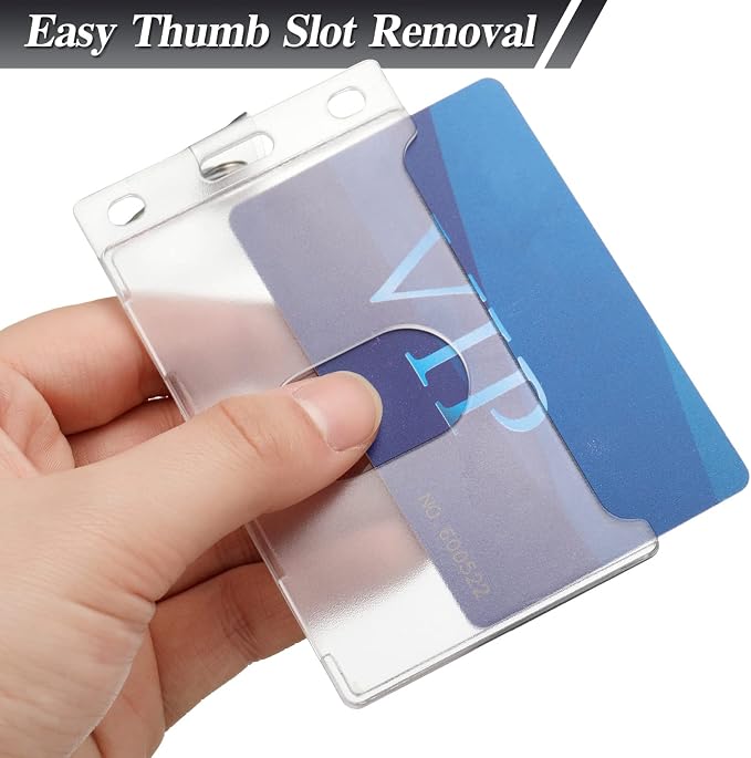 Marspark 10 Pack Keychain Card Holder Plastic Heavy Duty Badge Holder Vertical - Image 3