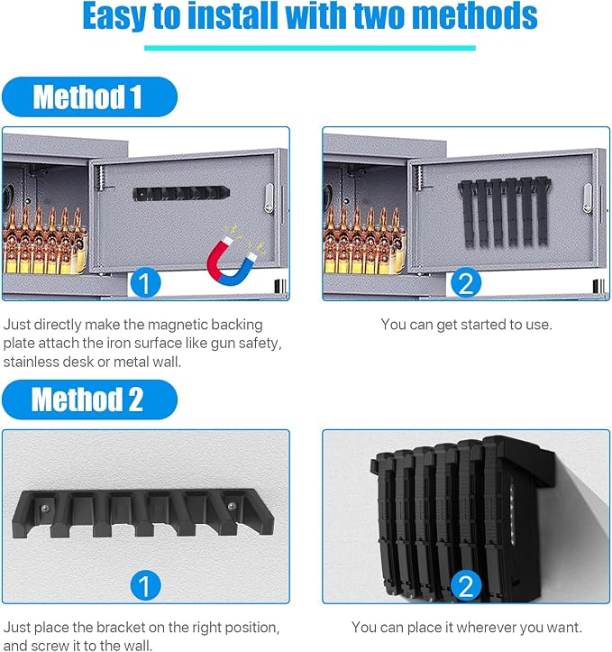 Solid ABS 6X Standard PMAG Wall Mount, Mag Holder, Home Magazine Storage Rack - Image 5