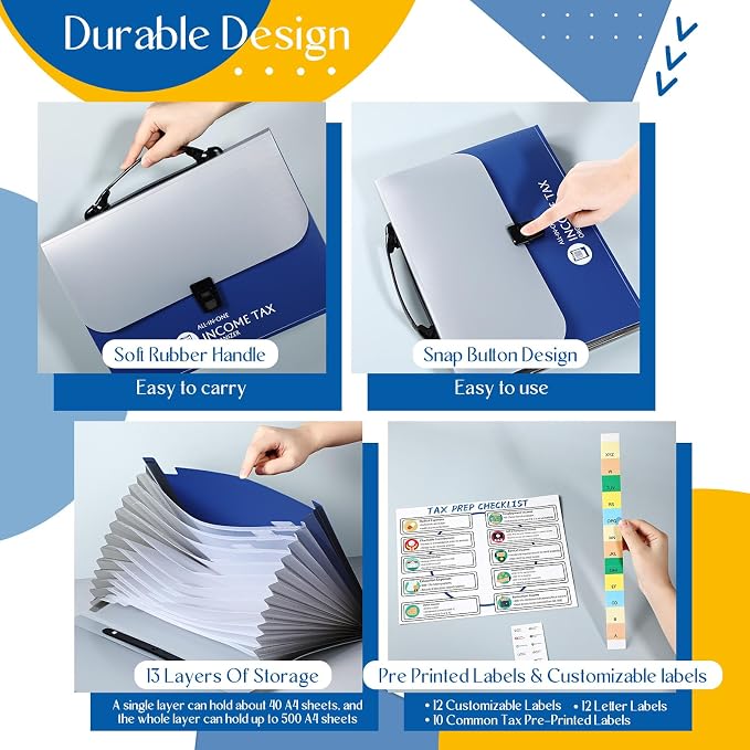 1 Set Tax Record Organizer All in One Income Tax Document Organizer 13 Pockets - Image 3