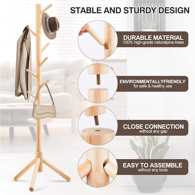 WANGMUXIA Coat Rack, Freestanding Coat Rack - Image 3