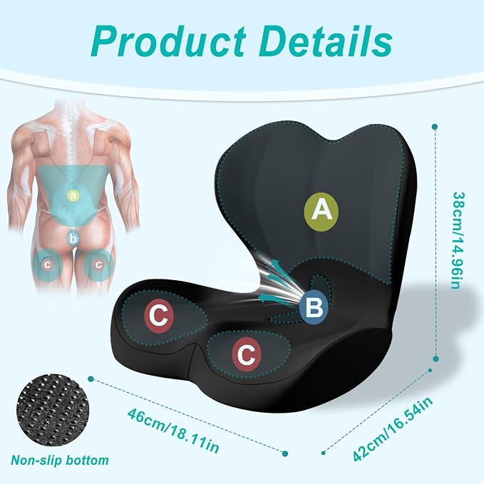 Seat Cushion for Office Chair and Car, Lumbar Support Pillow for Office Chair - Image 2