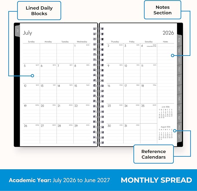 Blue Sky 2026-2027 Weekly and Monthly Academic Year Planner Calendar, July 2026 - Image 4