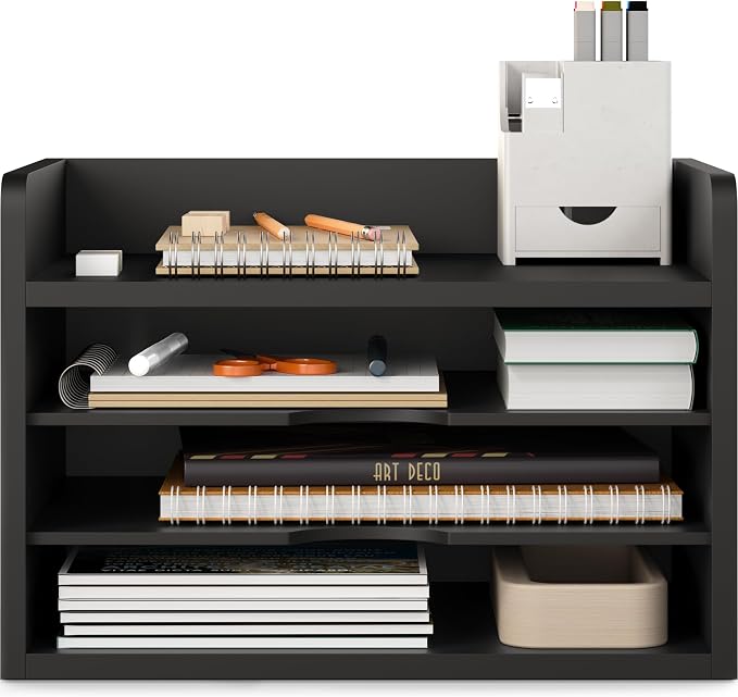 Ballucci File Organizer, 4-Tier Office Desk Organizer, Open Top Wood Paper - Image 8