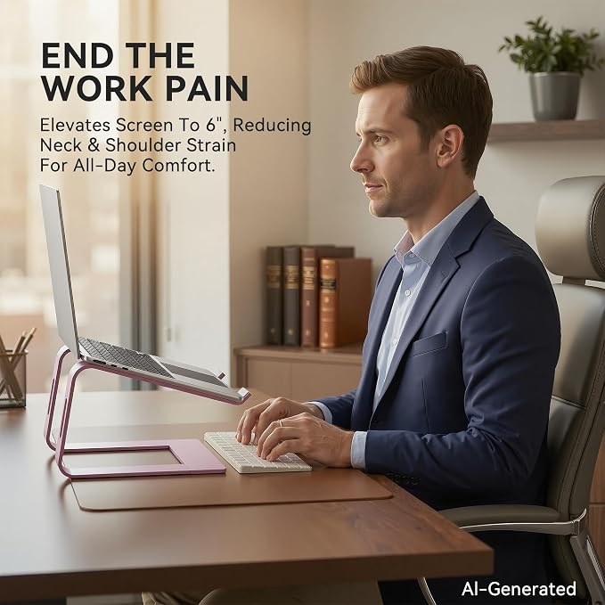 SOUNDANCE Laptop Stand, Aluminum Computer Riser, Ergonomic Laptops Elevator - Image 2