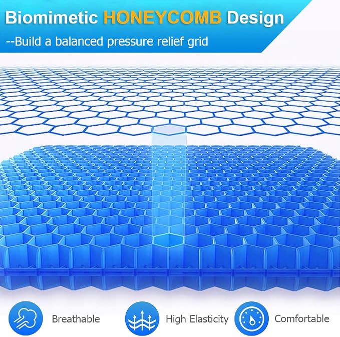 Gel Seat Cushion for Long Sitting Hip Pain, 20x20inch Jumbo Thick Soft & - Image 3