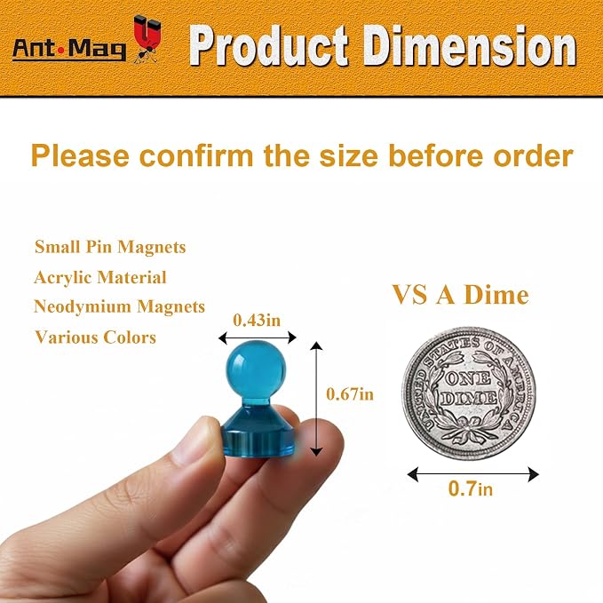 Ant Mag Magnetic Push Pins, 72 Pack Strong Whiteboard Magnets - Image 2
