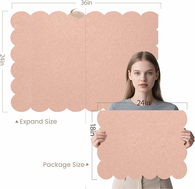 Lightomorrow Scalloped Bulletin Board, 36 x 24 Inches Felt Pin Board - Image 2