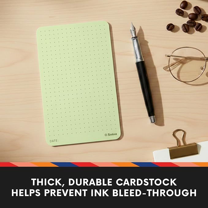Notsu Dotted Colored Note Cards 3x5 inch, 40 ct | Green Bullet Dot Grid - Image 6