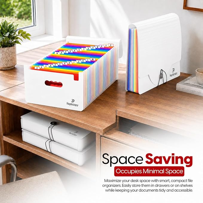Plastic Accordion File Organizer, 26 Pockets Expandable File Folder Organizer - Image 8
