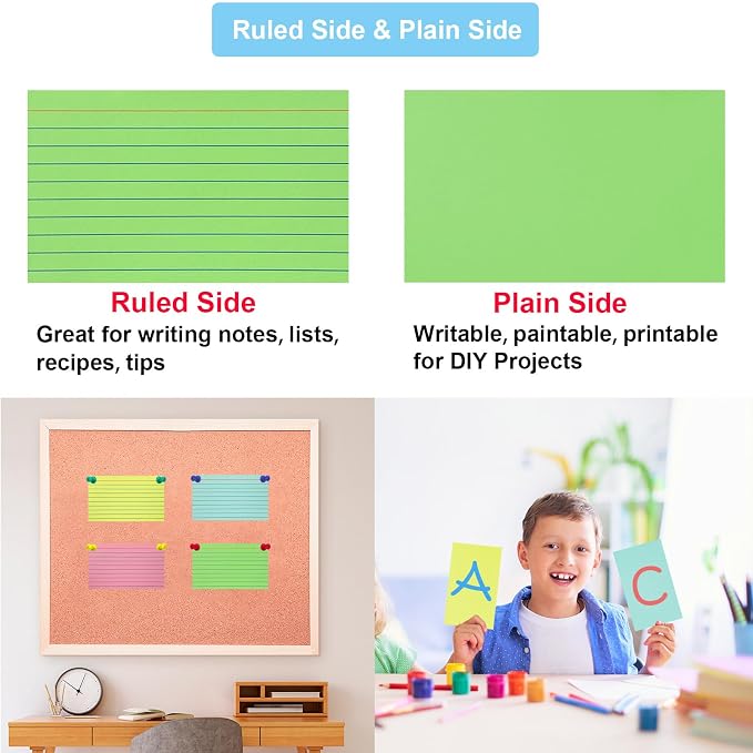200 Sheets Colored Index Cards 3x5 Ruled, Thick Flash Cards - Image 5