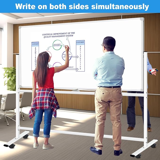 BSTPCOO Rolling Whiteboard on Wheels 72x48 inch, Large Double-Sided White Board - Image 3