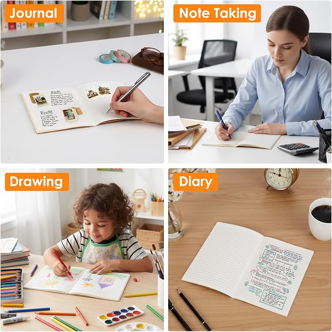 LABUK 5pcs A5 Composition Notebook Journals, Kraft Lined Notebooks Bulk - Image 6