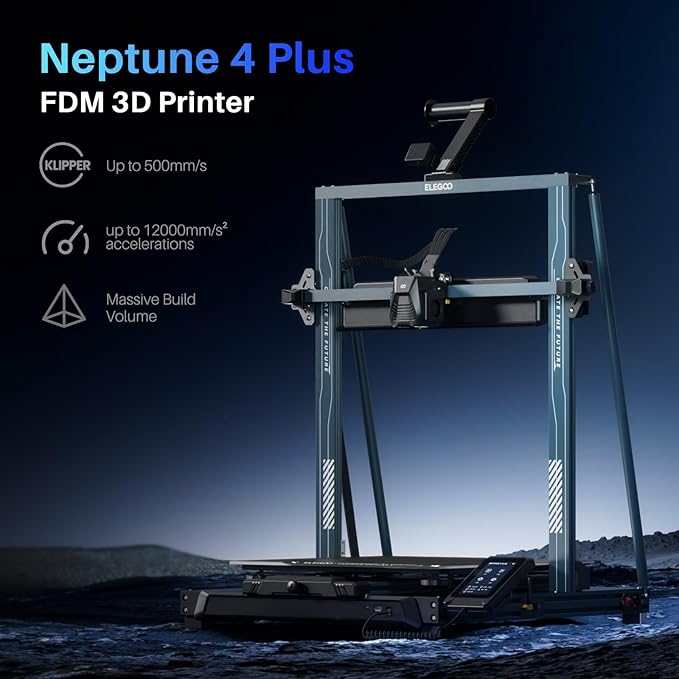 ELEGOO Neptune 4 Plus 3D Printer, 500mm/s High Speed Printer with 300°C Nozzle, Auto Leveling and Direct Drive Extruder, 320x320x385mm Large Printing Size-DeskLoop Office