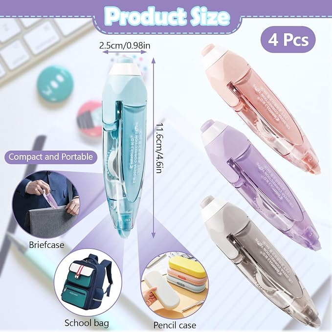 Correction Tape Pen Shaped Refillable Retractable White Out, Replaceable - Image 2