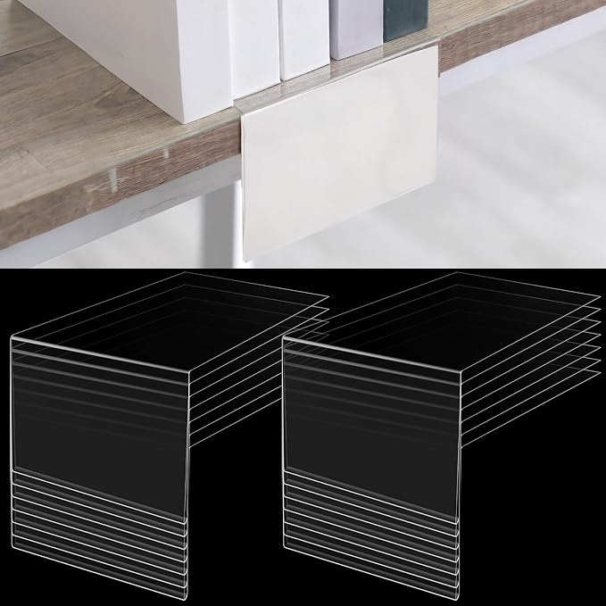 Containlol 15 Pieces Moveable Shelf Label Holders Clear Shelves Tags Moveable by Containlol