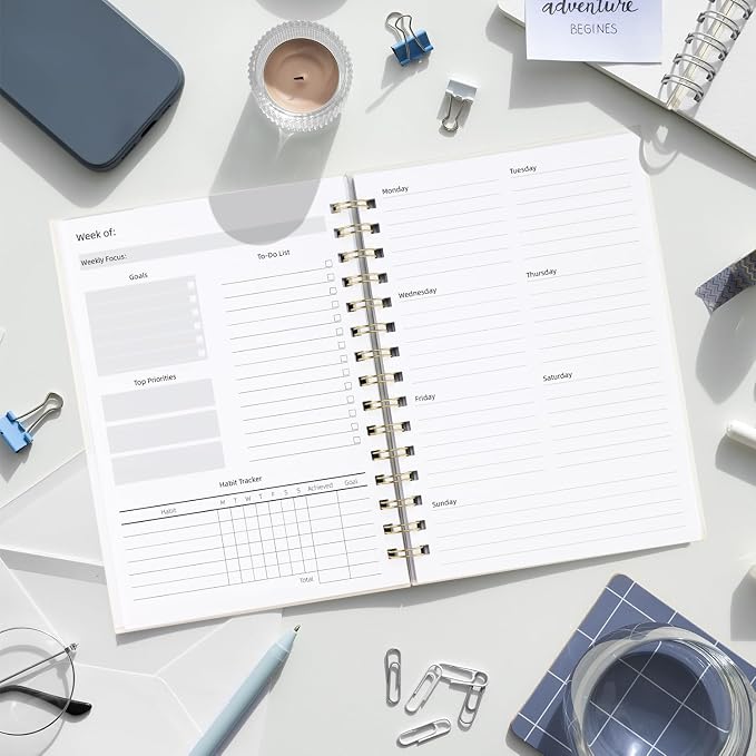 LONLAT Undated Weekly and Monthly Planner Spiral Bound- Weekly Goals Notebook - Image 7