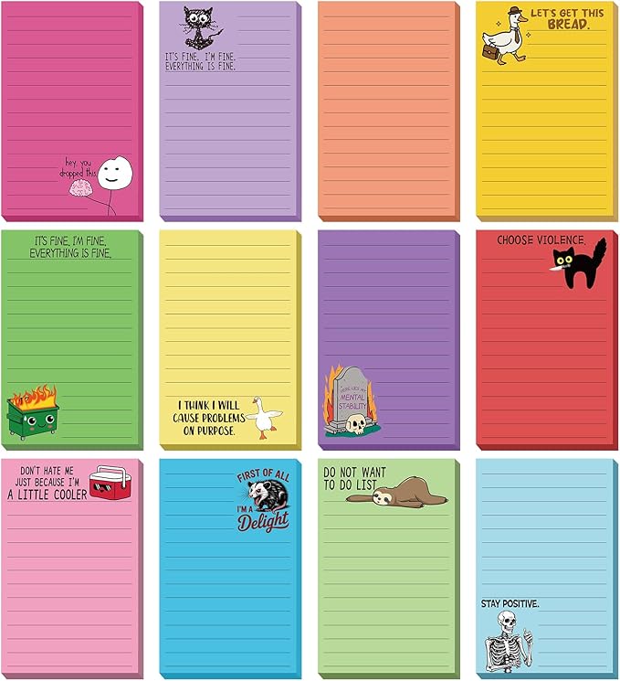 12 Pack Funny Notepads, 5x3 Inches Sarcastic Note Pads Memo Fun Office Gifts by Saypacck