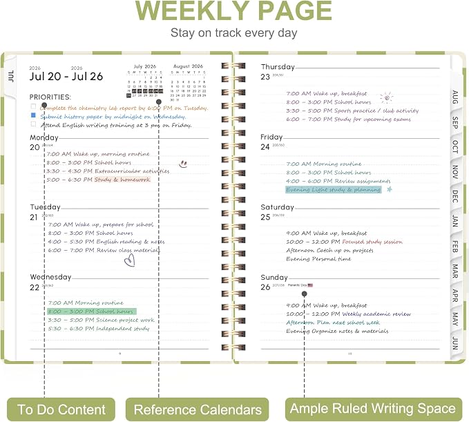 Planner 2026-2027, Weekly and Monthly Academic Year Calendar Planner, July 2026 - Image 2