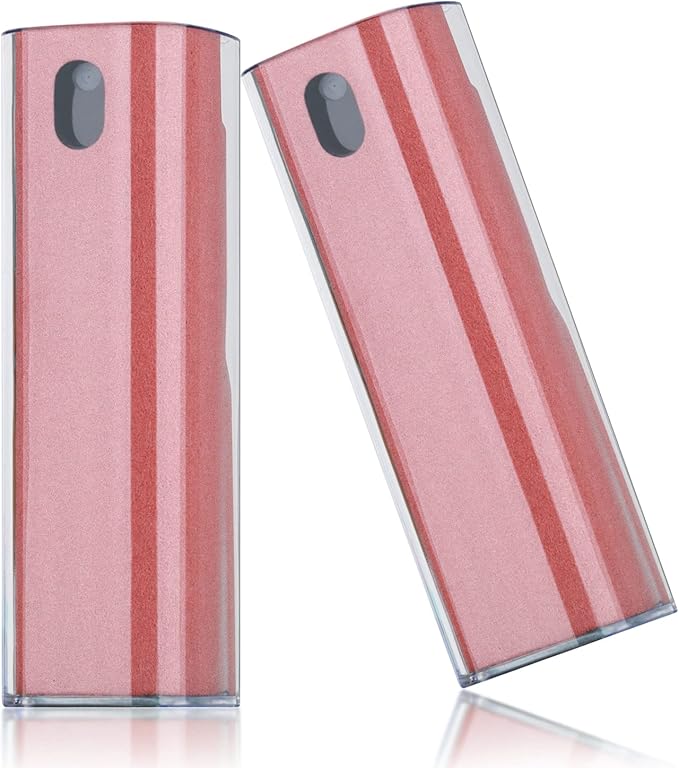 2 Pcs Fingerprint Proof Screen Cleaner, 3 in 1Touchscreen Mist Cleaner Spray Wipe Cleaner Screen Cleaner Soft Fiber Flannel, Safe for All Phones Glasses Tablet Laptop TV Watch Screens (Pink)-DeskLoop Office