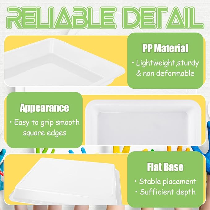12 Pack Plastic Art Trays, Activity Crafts Tray, Stackable Serving Tray - Image 3