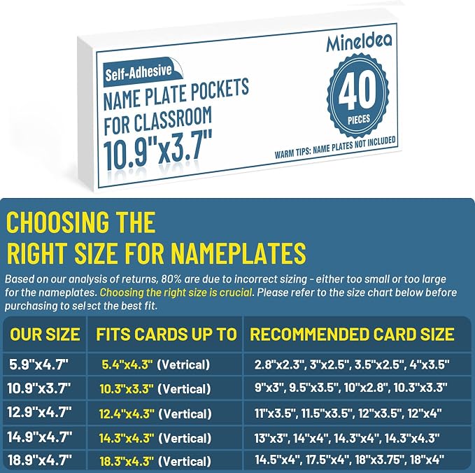 40 PCS Nameplate Pocket, 10.9" x 3.7" Adhesive Desk Nameplates Easy Remove - Image 8