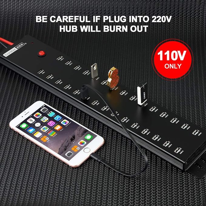 Industrial USB 2.0 Hub 30 Ports with 300W Power Supply Wall Mountable Support Refurbishing and Brush, Batch Data Transfer-DeskLoop Office