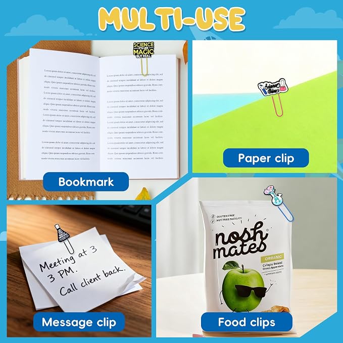30 PCS Science Paper Clips Metal Paperclip Large Size Paper Clip Cute Bookmark - Image 7