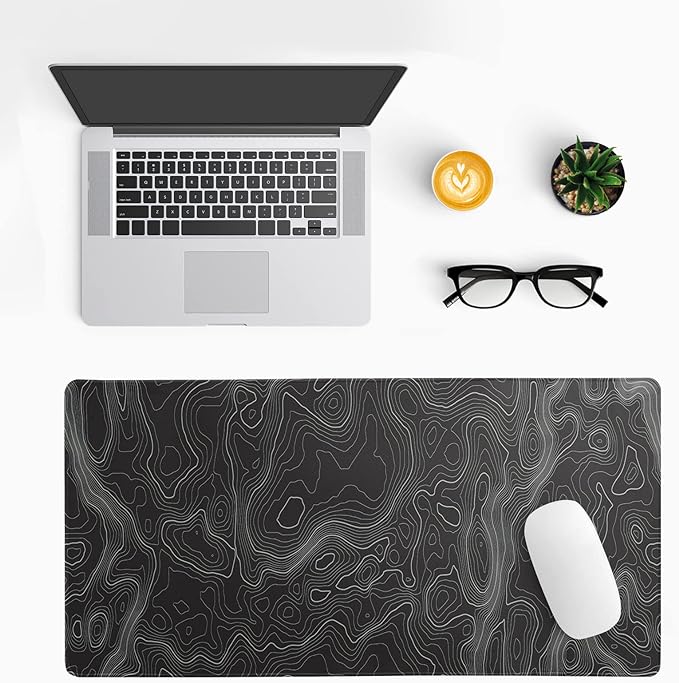 Topographic Contour Extended Big Mouse Pad Large, Gaming Mouse Pad Desk Pad - Image 2