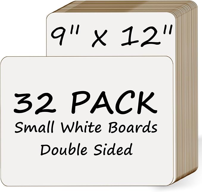 32 Pack Small White Board Portable 9"x12", Personal Whiteboard by Unknown