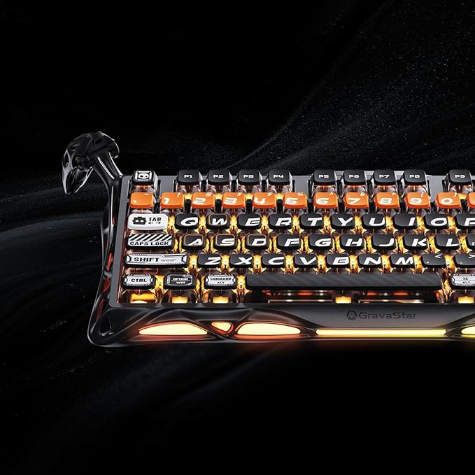 GravaStar Mercury K1 Pro Wireless Mechanical Gaming Keyboard, 75% Layout RGB Custom Keyboard, Aluminum Alloy Matte Black Frame with Phoenix-Inspired Keycaps, Hot-Swappable Linear Switches – CyberFlare-DeskLoop Office