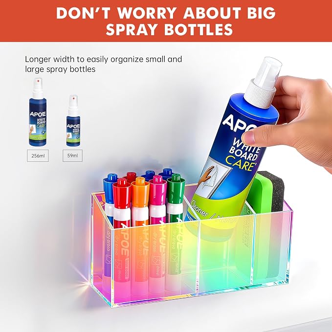 Magnetic Dry Erase Marker Holder, Acrylic Magnet Pen Holder - Image 3