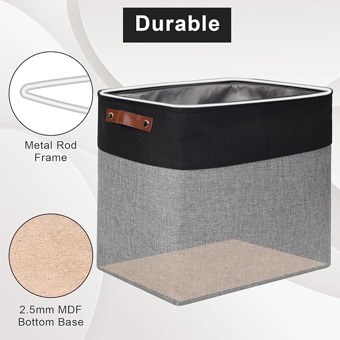 Bagnizer Large Fabric Storage Baskets | 50L Storage Bins, Decorative Linen - Image 4