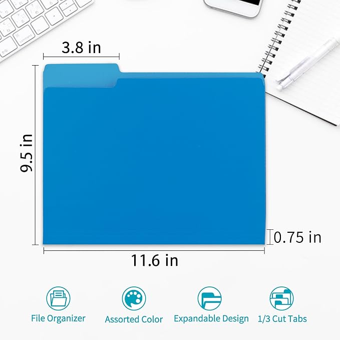 Colored File Folders, 100 Packs Blue File Folders, Two Tone Color File Folder - Image 2