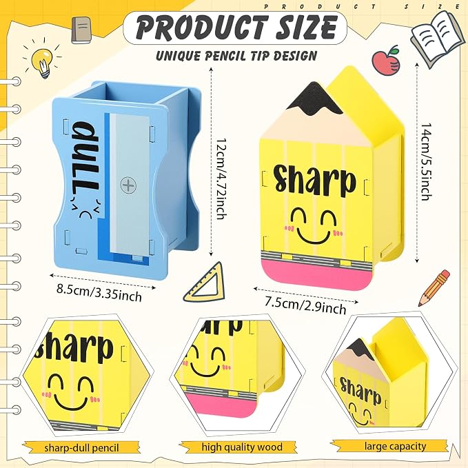 DoubleFill 2 Pcs Pencil Shaped Holder Sharp Dull Holder Wooden Dispenser Pencil - Image 2