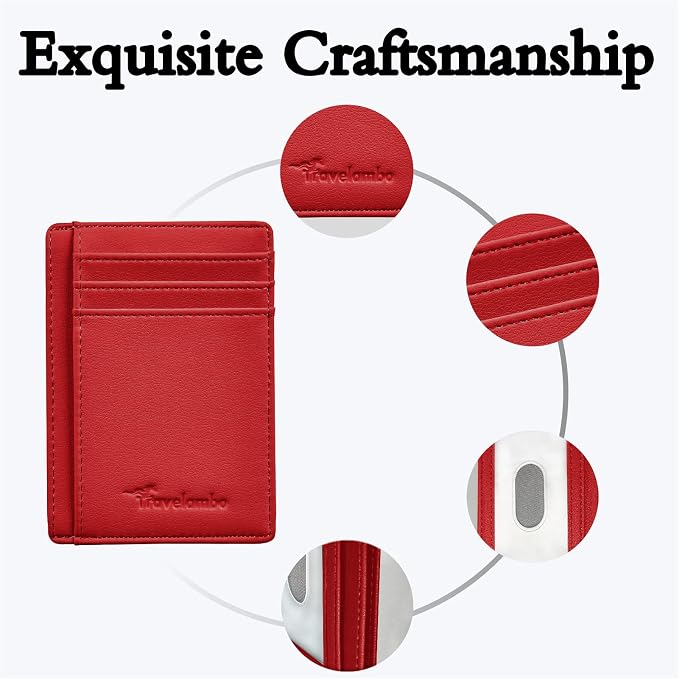Travelambo Front Pocket Minimalist Leather Slim Wallet RFID Blocking Medium Size - Image 5
