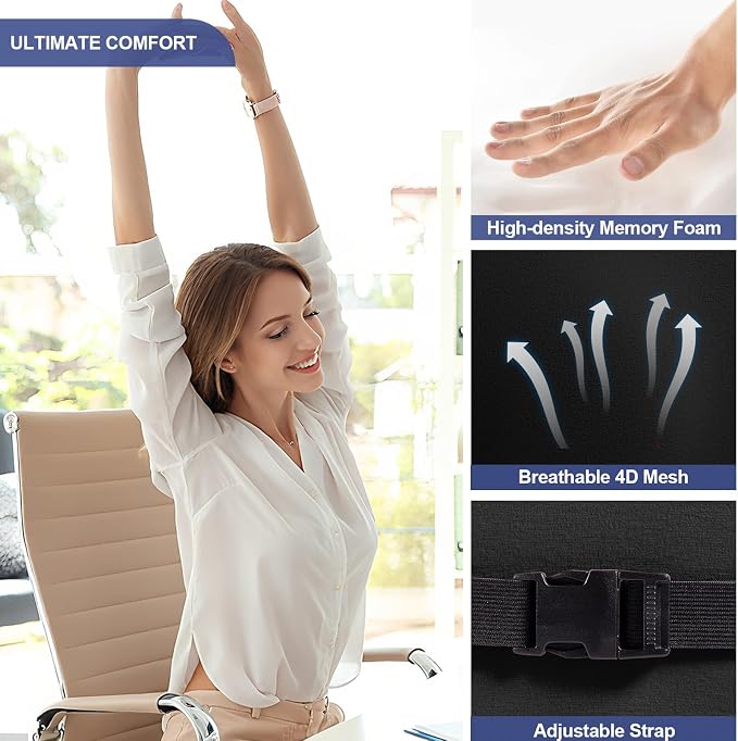 BYMECOST Lumbar Support Pillow for Car, Memory Foam Car Seat Back Support - Image 5