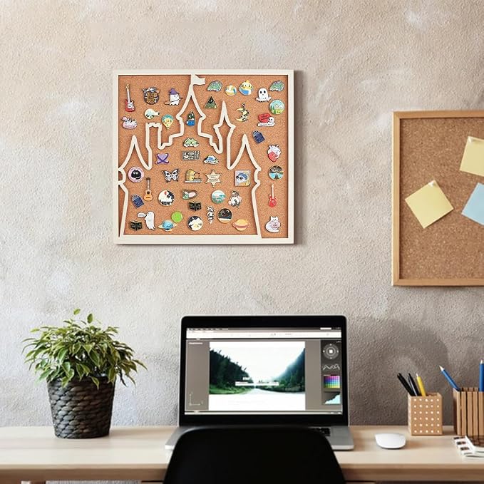 BENECREAT Square Castle Pin Board, 11.8x11.8inch Bulletin Display Board - Image 5
