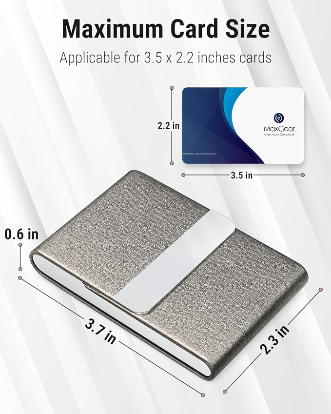 MaxGear Business Card Holder, PU Leather Business Card Case, Magnetic Closure - Image 5
