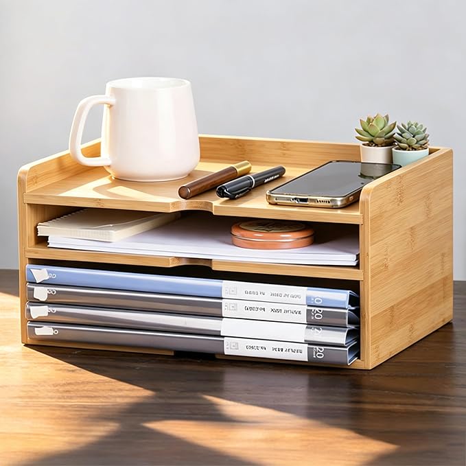 Desk Organizer, Bamboo A4 Paper Organizer by GroveMindooOfficeStorage