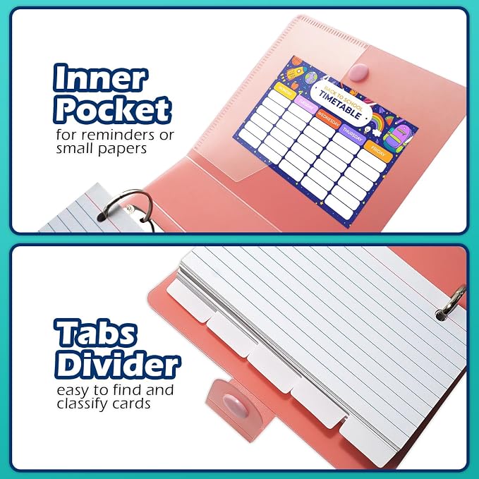 3x5 Lined Index Cards with Ring Binder Holder and Dividers, 100 Ruled Cards - Image 7