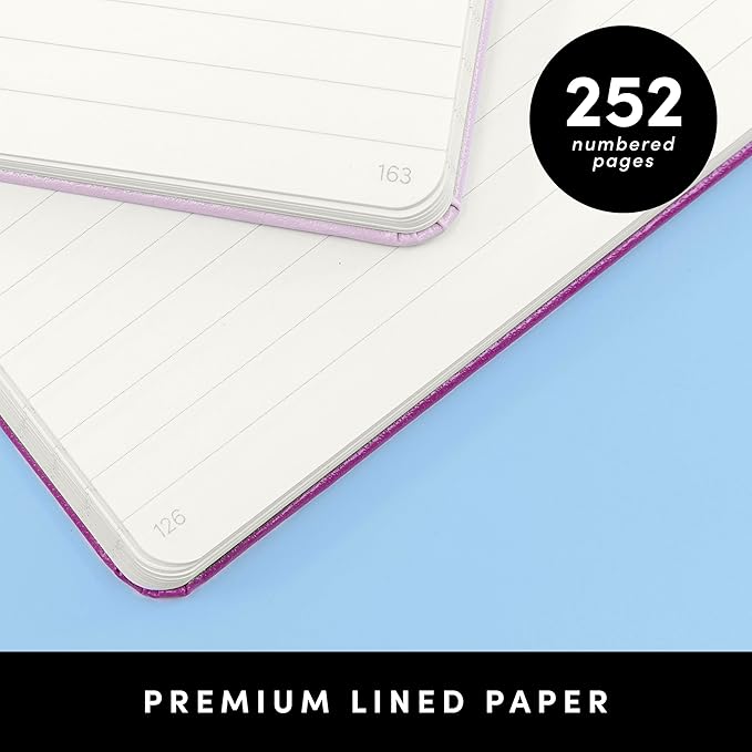 PAPERAGE Lined Journal Notebook, (Raspberry), 252 Pages, Medium 5.6 in x 8 in - 100 GSM Thick Paper – Hardcover Journaling Notebook for Work, School & Note Taking-DeskLoop Office
