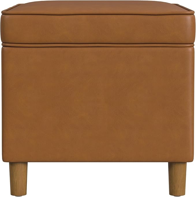 Home Decor | Dinah Collection Modern Storage Ottoman | Ottoman with Storage for Living Room & Bedroom(Carmel Faux Leather)-DeskLoop Office