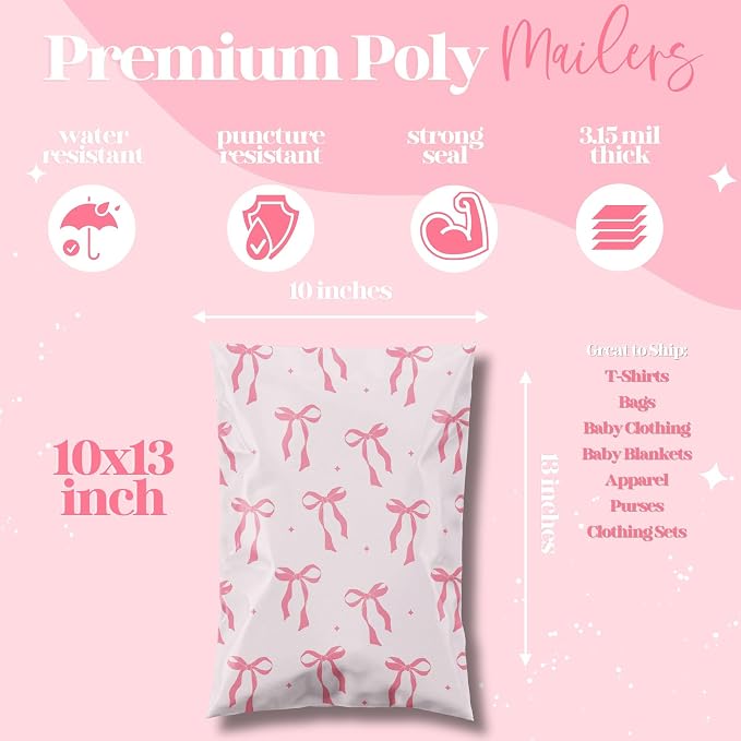 Pretty Package Store Poly Mailer 10x13, 100 Pack | Heavy Duty, Waterproof - Image 3