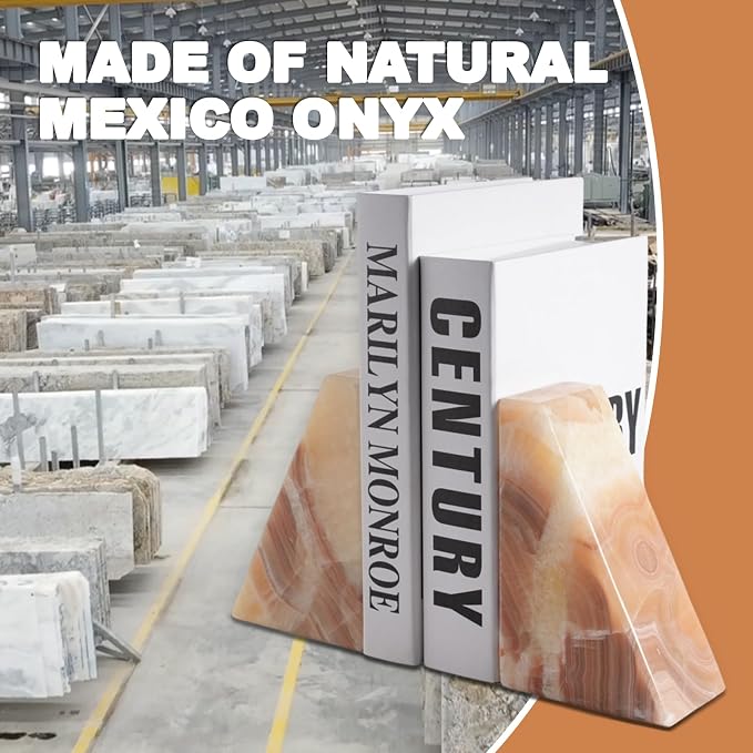 Marble Bookend for Heavy Books, Decorative Bookends for Shelves, Durable and - Image 3